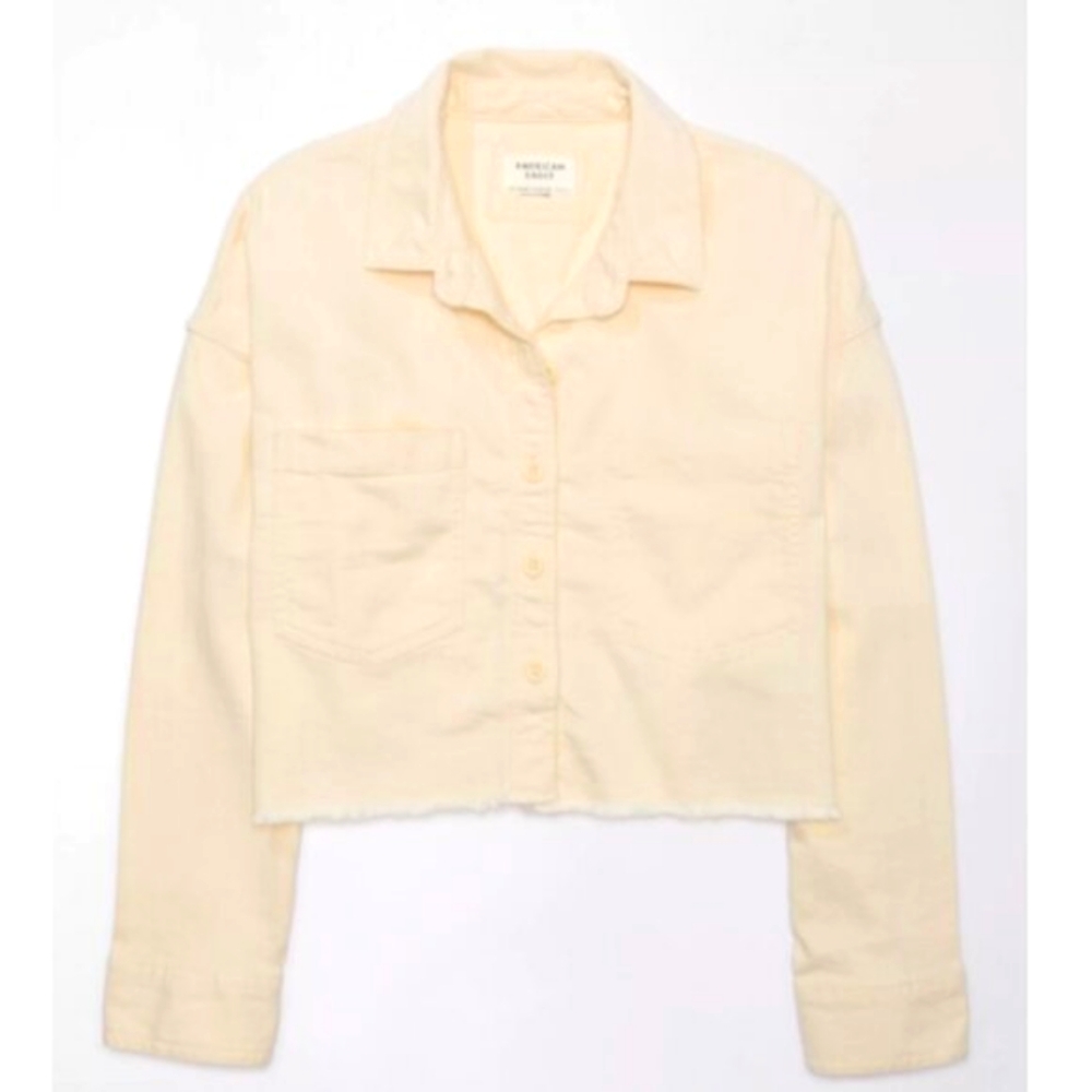 American Eagle Denim Button-Up Shirt Cropped